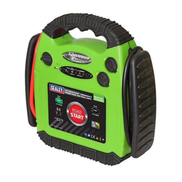 RoadStart(R) 12V Emergency Jump Starter 900 Peak Amps - Hi-Vis Green