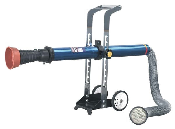 Exhaust fume extractor with 3m ducting, ideal for vehicle service and garage use.