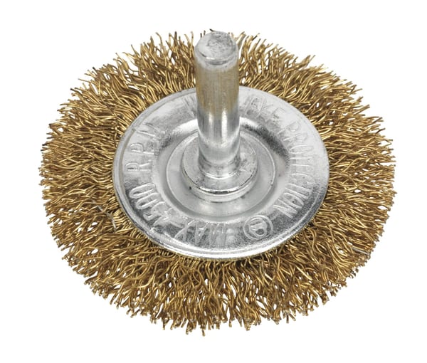 50mm Crimped Flat Wire Brush with 6mm Shaft