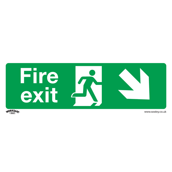 Fire Exit (Down Right) Safety Sign - Rigid Plastic