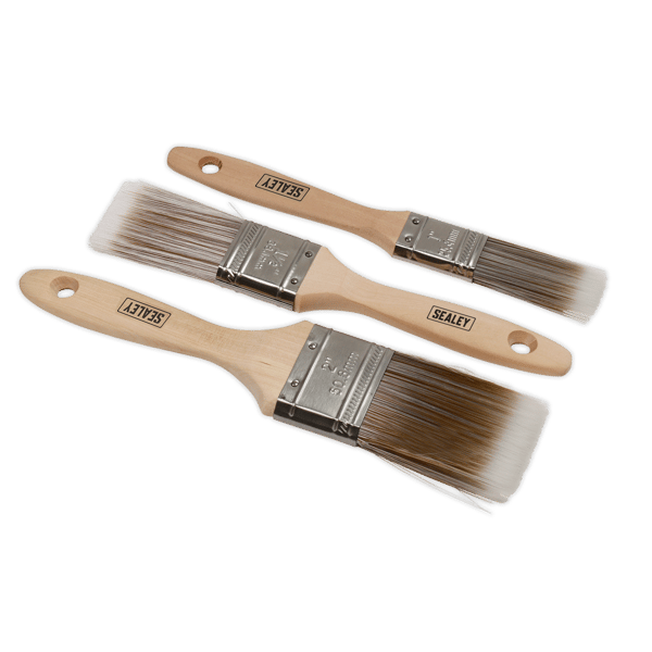 Wooden Handle Paint Brush Set 3pc