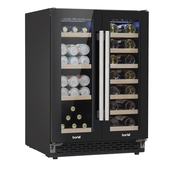 40 Bottle/120 Can Under-Counter/Freestanding Dual Zone Wine Fridge & Cooler 60cm