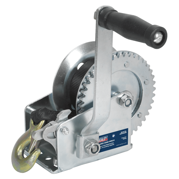 Geared Hand Winch with Webbing Strap 540kg Capacity