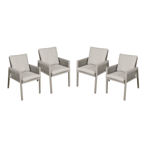 Fusion Garden/Patio Dining Chairs with Armrests 4pc - Light Grey