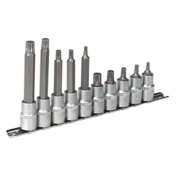 Spline Socket Bit Set 1/2"Sq Drive 10pc