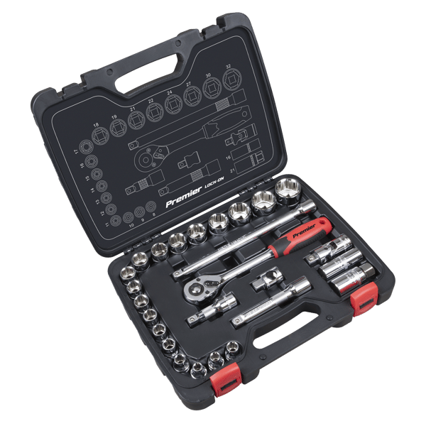 Lock-On(TM) Socket Set 1/2"Sq Drive 26pc