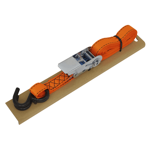 Ratchet Strap Polyester Webbing S-Hook with Corner Protector 25mm x 5m 600kg Breaking Strength