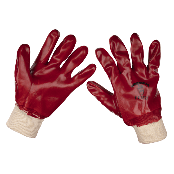 PVC Knit Wrist Gloves, Large - Pack of 12 Pairs