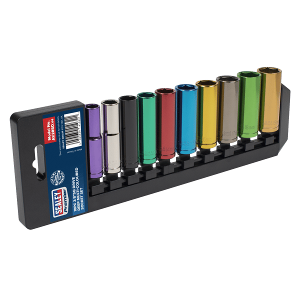 Deep Multi-Coloured Socket Set 3/8"Sq Drive 10pc