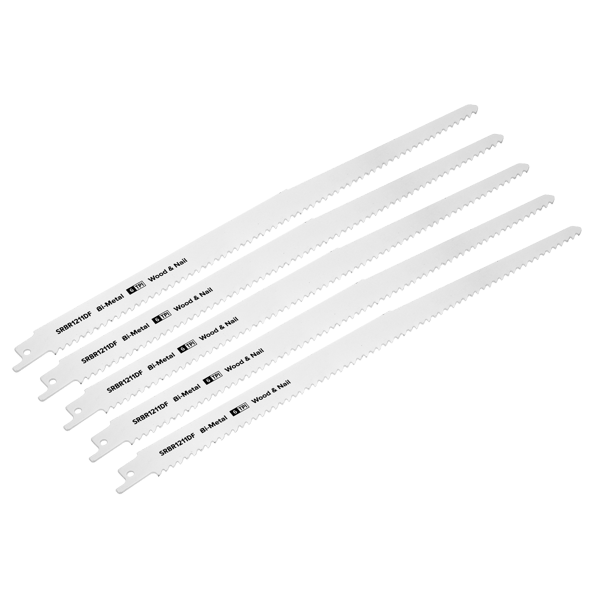 Reciprocating Saw Blade for Wood & Nails 300mm 6tpi - Pack of 5