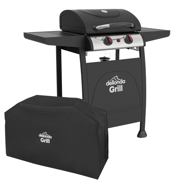 2 Burner Gas BBQ Grill with Piezo Ignition, Thermometer & Cover
