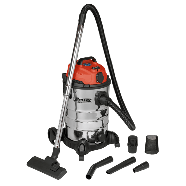 Industrial Vacuum Cleaner Stainless Steel Drum Auto Start 30L 1400W/230V