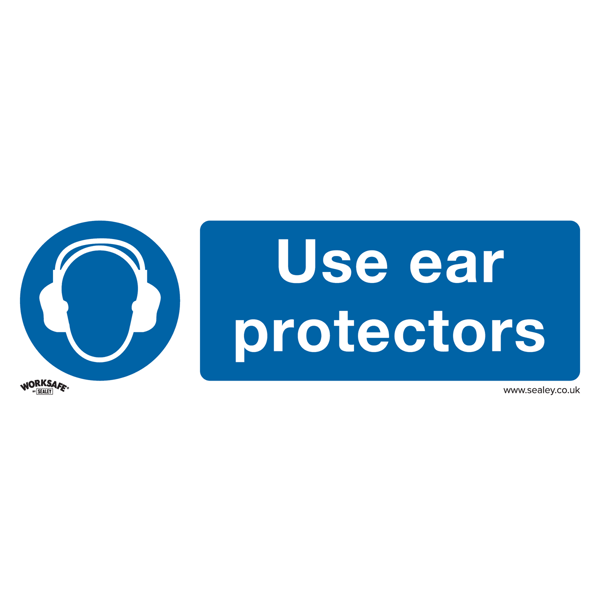 Use Ear Protectors Safety Sign, Rigid Plastic - Pack of 10
