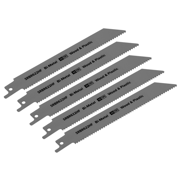 Reciprocating Saw Blade for Wood & Plastics 150mm 10tpi - Pack of 5