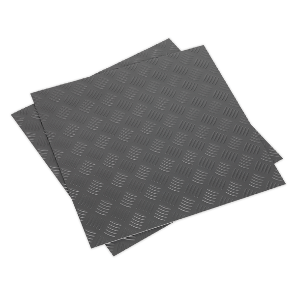 Vinyl Floor Tile with Peel & Stick Backing Silver Treadplate - Pack of 16
