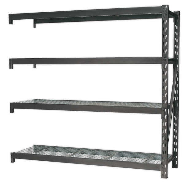 Heavy-Duty Racking Extension Pack with 4 Mesh Shelves 640kg Capacity Per Level