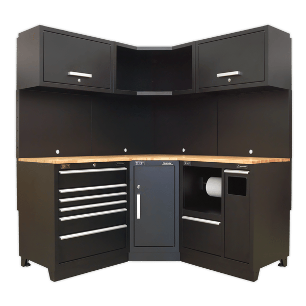 Corner Storage System with Hardwood Worktop 1.71m