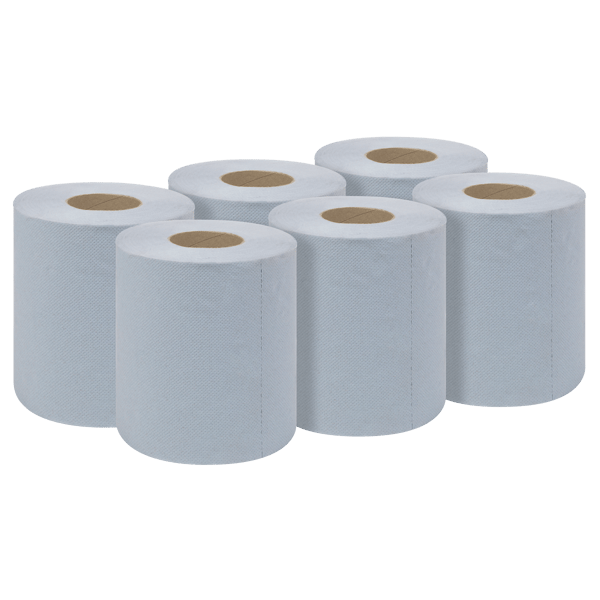 2-Ply Embossed Blue Paper Roll 60m - Pack of 6