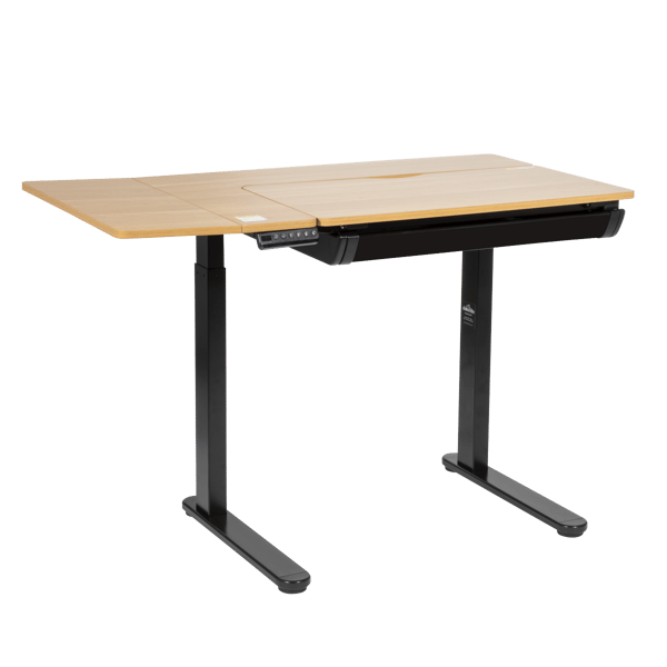 Single Motor Ultra-Quiet Electric Adjustable Drawing Table with 40 deg Tilt, Drawer & Side Table