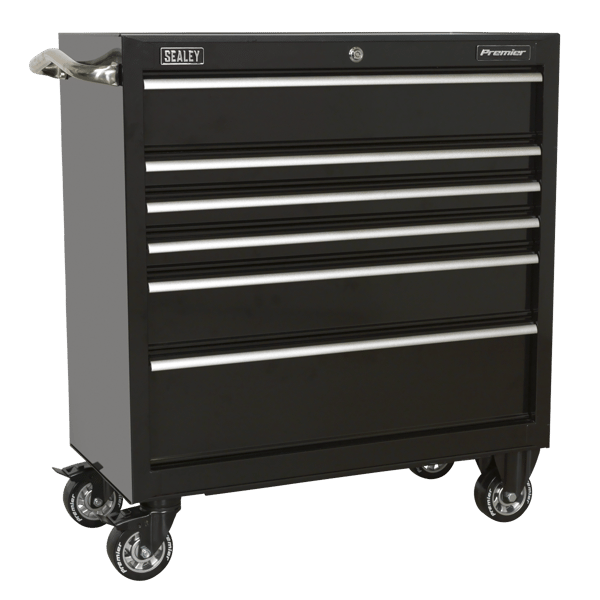 Heavy-Duty Rollcab 930mm 6 Drawer - Black
