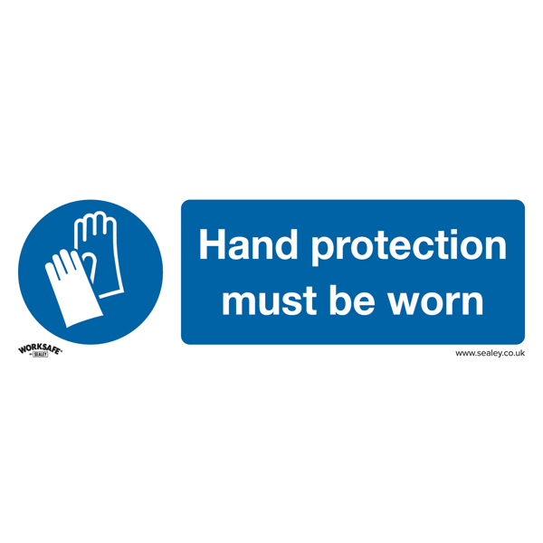 Hand Protection Must Be Worn Safety Sign, Rigid Plastic - Pack of 10