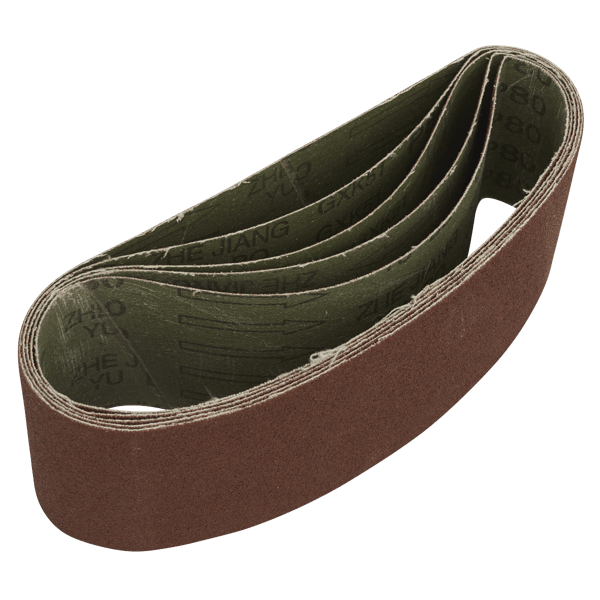 76 x 457mm Sanding Belt 80Grit - Pack of 5