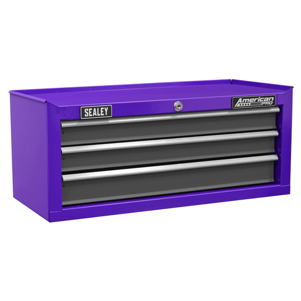 American PRO(R) Mid-Box Tool Chest 3 Drawer - Purple/Grey