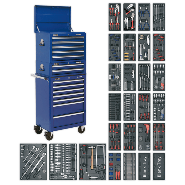 Superline PRO(R) Tool Chest Combination 14 Drawer with 1179pc Tool Kit - Blue