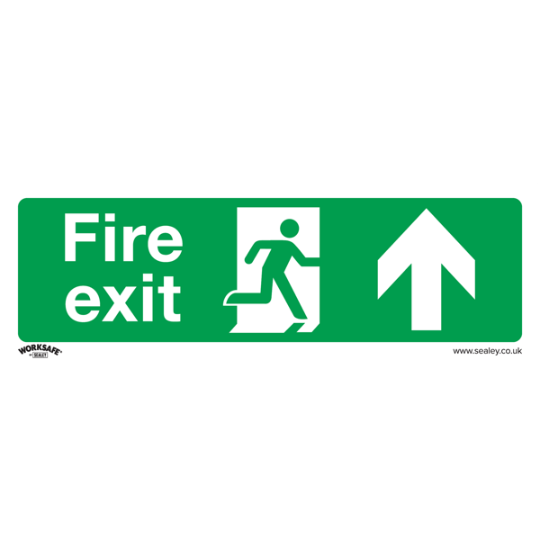 Fire Exit (Up) Safety Sign - Rigid Plastic