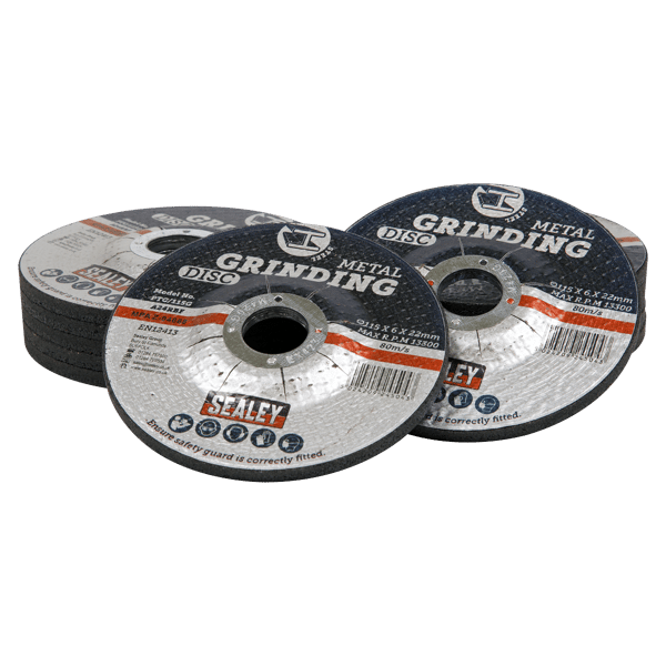 115 x 6mm Grinding Disc 22mm Bore - Pack of 12