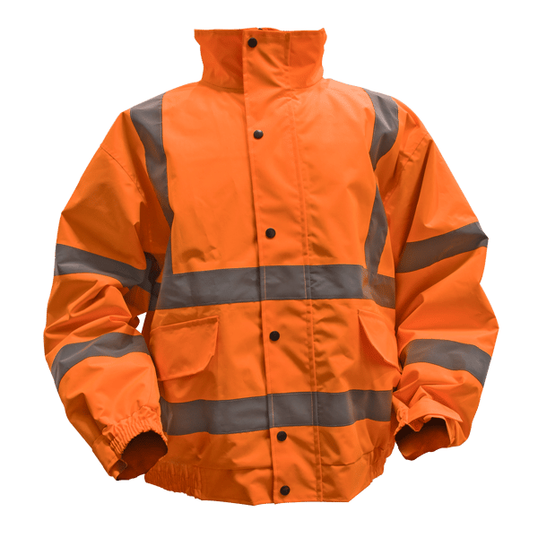Hi-Vis Orange Jacket with Quilted Lining, Elasticated Waist & Cuffs - Large