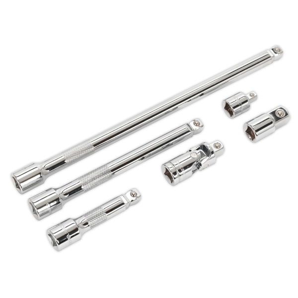 Wobble/Rigid Extension Bar, Adaptor & Universal Joint Set 3/8"Sq Drive 6pc