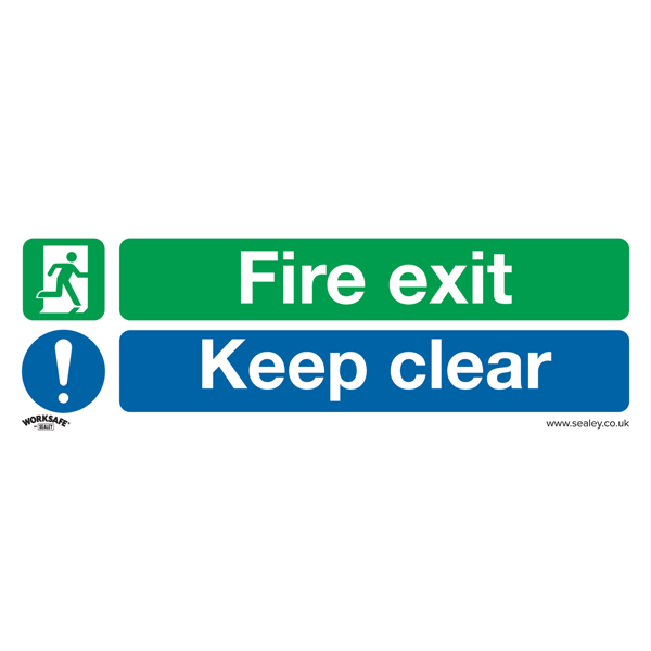 Fire Exit Keep Clear (Large) Safety Sign - Self-Adhesive Vinyl