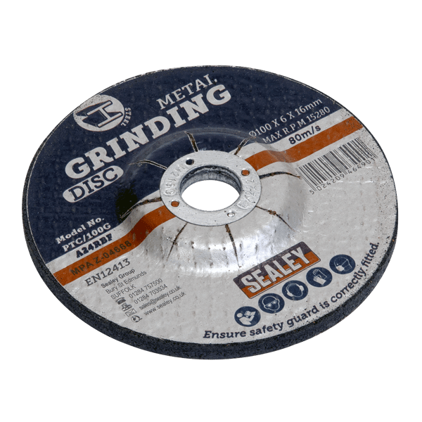 100 x 6mm Grinding Disc 16mm Bore