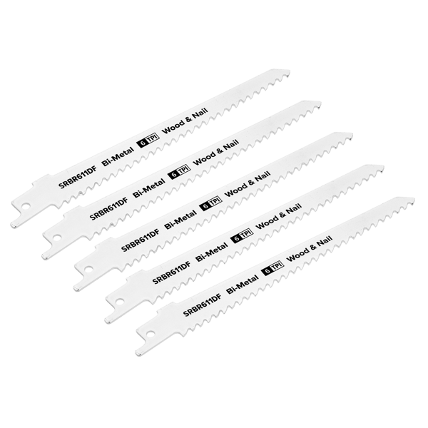 Reciprocating Saw Blade for Wood & Nail 150mm 6tpi - Pack of 5