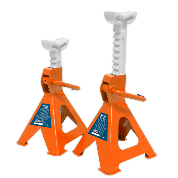 Ratchet Type Axle Stands (Pair) 2 Tonne Capacity per Stand - Orange