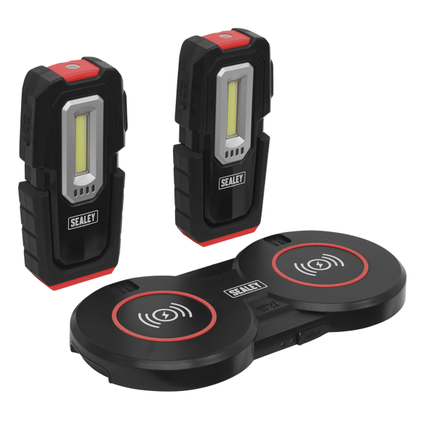 Inspection Light (x2) with Double Wireless Charging Base 3W COB & 1W SMD LED