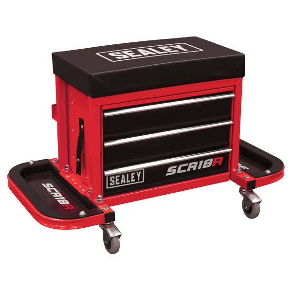 Mechanic's Utility Seat & Toolbox - Red