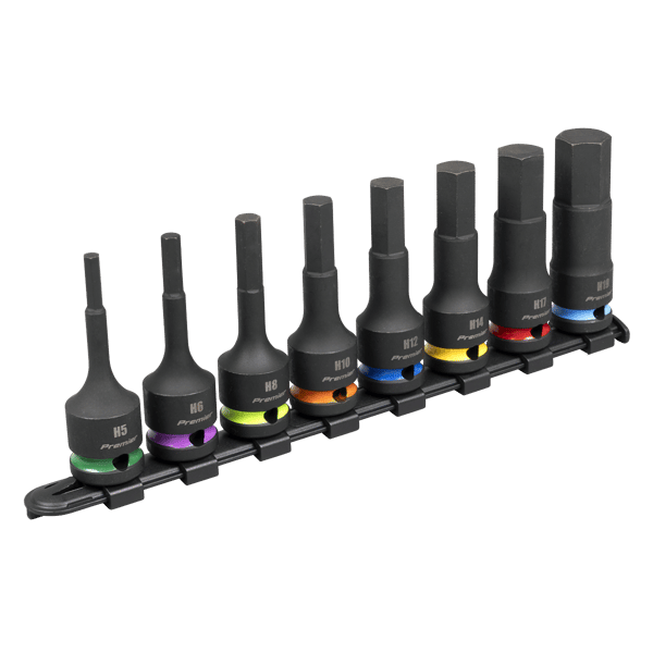 Hex Impact Socket Bit Set 1/2"Sq Drive 8pc
