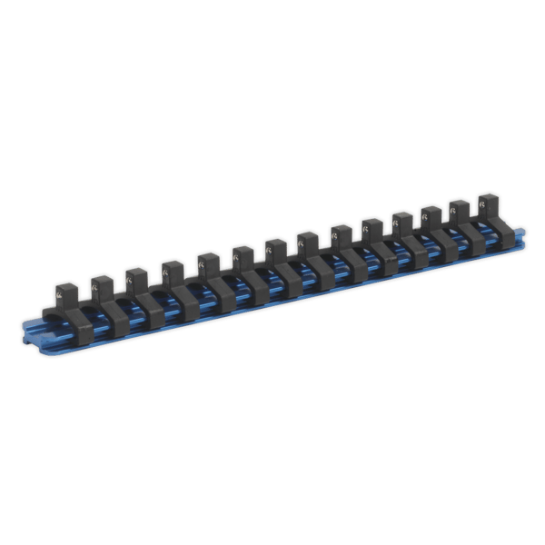 Aluminium Socket Retaining Rail with 14 Clips 1/4"Sq Drive