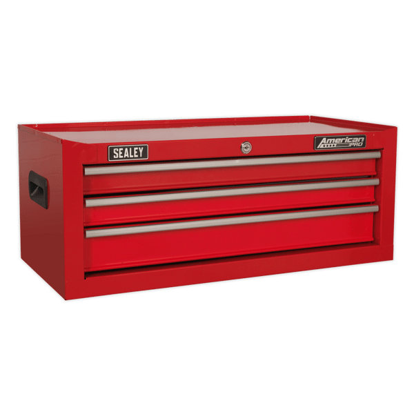 American PRO(R) Mid-Box Tool Chest 3 Drawer - Red
