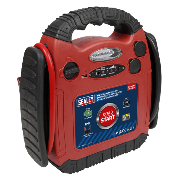 RoadStart(R) 12V Emergency Jump Starter with Air Compressor 900 Peak Amps