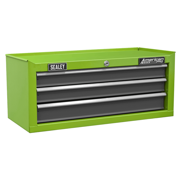 American PRO(R) Mid-Box Tool Chest 3 Drawer - Green/Grey