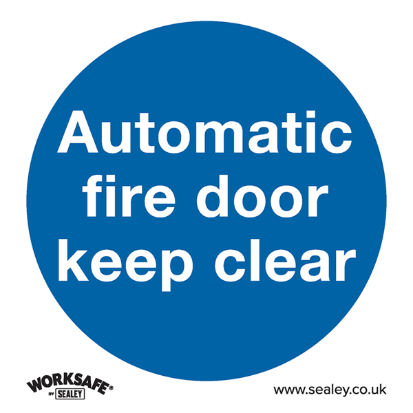 Automatic Fire Door Keep Clear Safety Sign - Self-Adhesive Vinyl