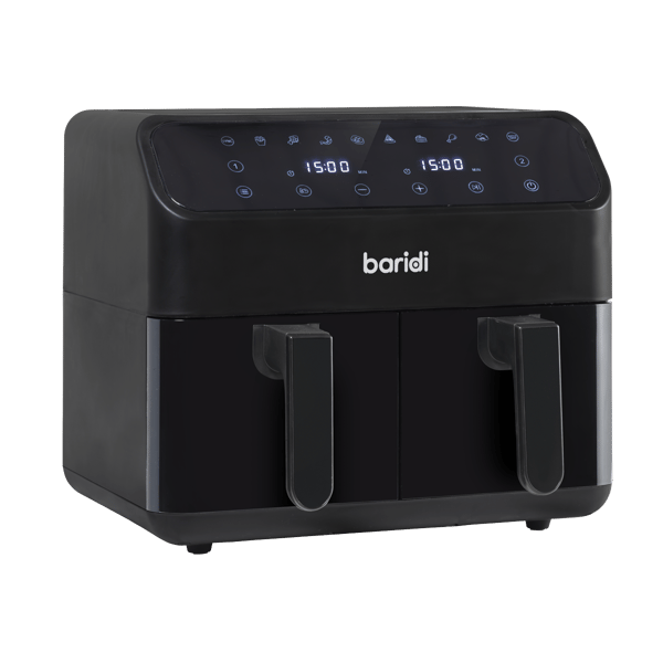 Dual Zone Air Fryer 8L with 8-in-1 Functions Touch Controls, Easy-Clean, Black - DH172