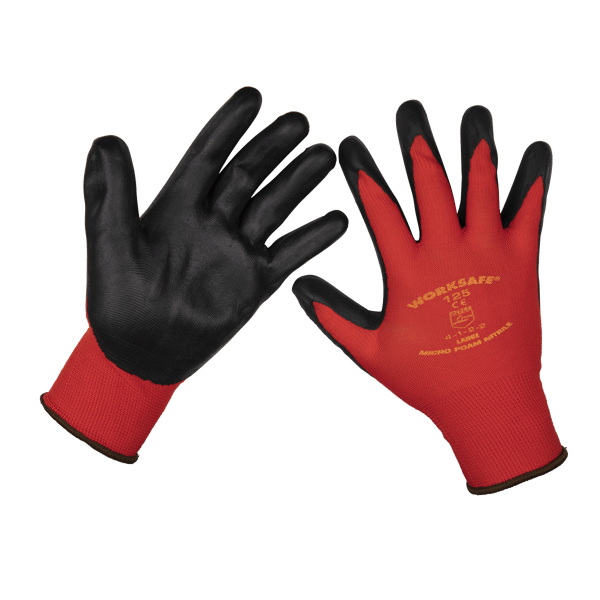 Nitrile Foam Gloves, Large - Pack of 6 Pairs