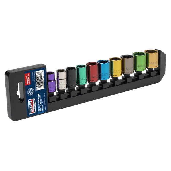 Multi-Coloured Socket Set 3/8"Sq Drive 10pc