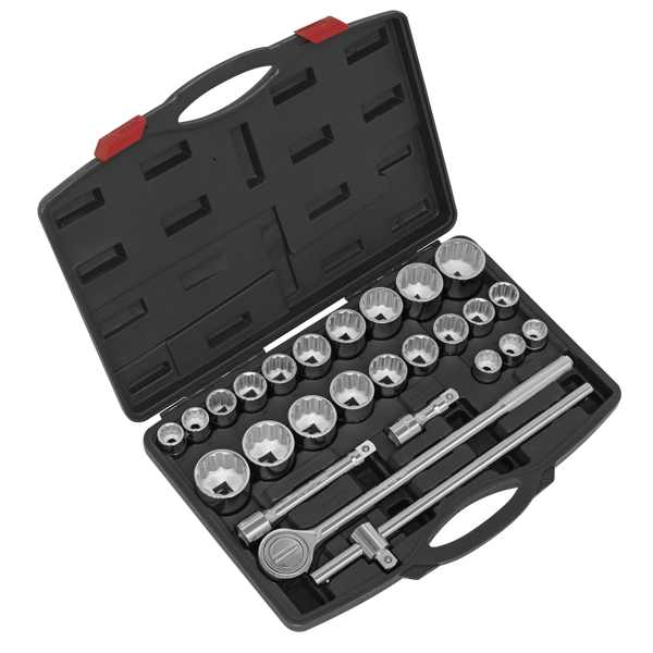 Metric/Imperial Socket Set 3/4"Sq Drive 12-Point 26pc
