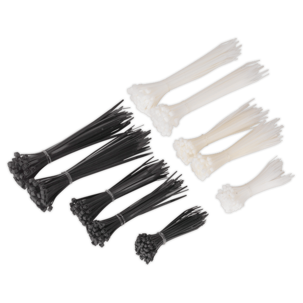 Cable Tie Assortment, Black/White - Pack of 600
