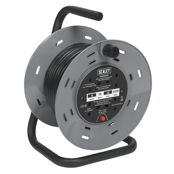 15m Cable Reel with Thermal Trip 4 x 230V